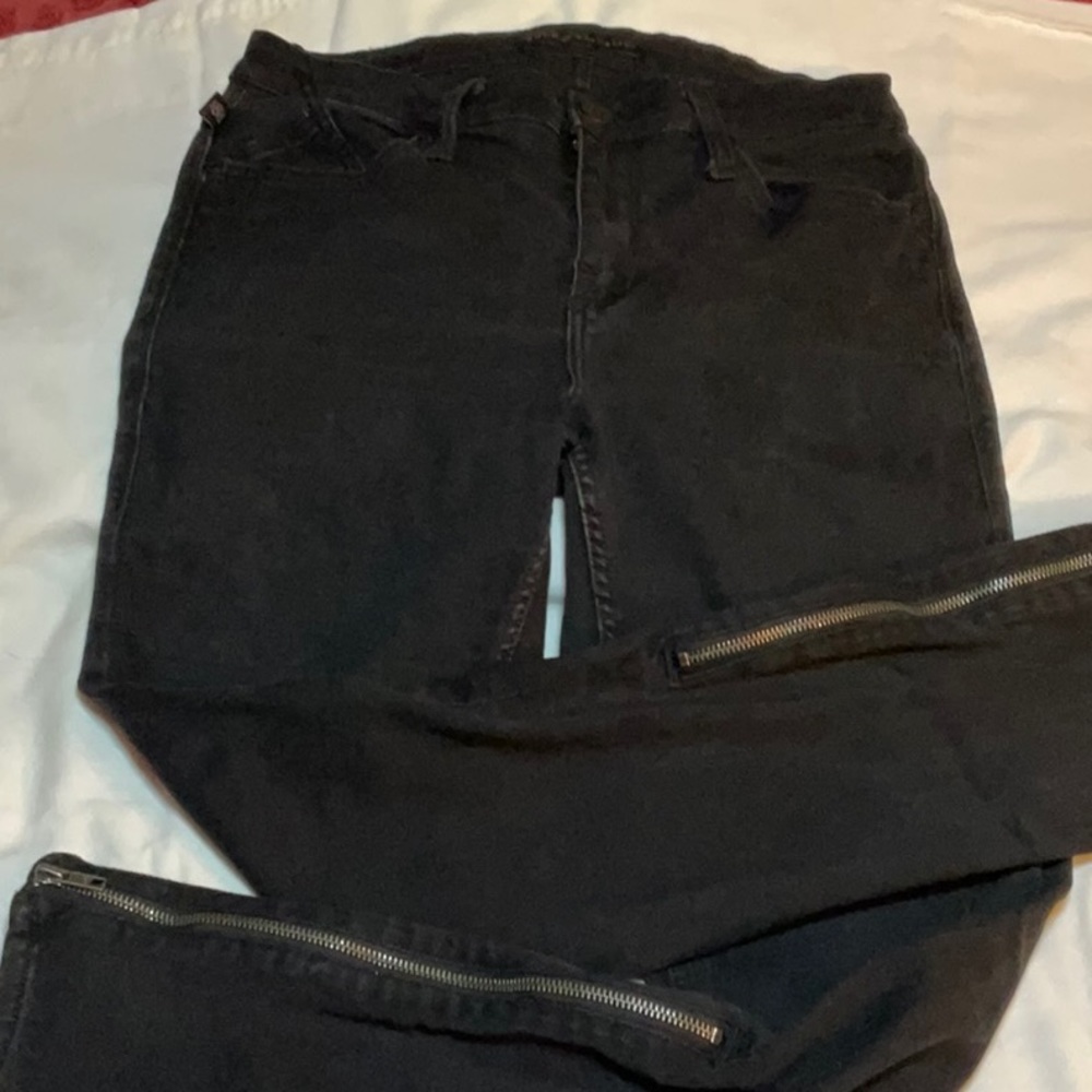 Rock & Republic Kasandra black jeans zipper leg size 14 Regular